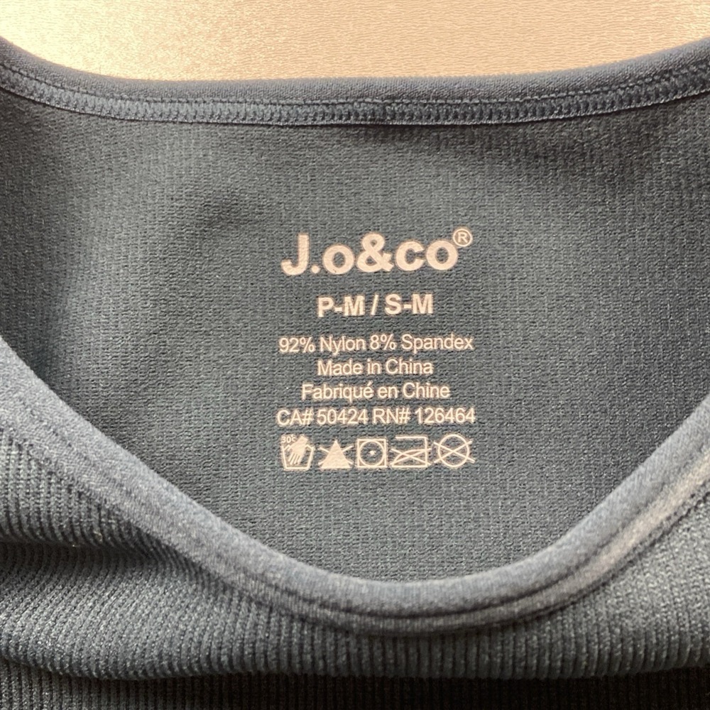 J.o & Co Cropped Tank Top Size S-M Dk Teal Stretch Minimalist Athlesiure Lounge - Picture 4 of 4